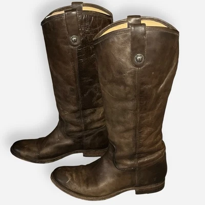 Bota de montar Frye 77172 Melissa Botón Cuero Marrón Envejecido Pizarra Talla 11 M Foto 1 de 4