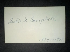 Yankees 1928: Archie Campbell, firmado 3x5, fallecido 1989 - Imagen 1 de 1