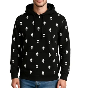 Sudadera con Capucha Denim & Flower Para Hombre Negra Estampado de Calavera Manga Larga Talla S Nueva Sin Etiquetas - Imagen 1 de 13