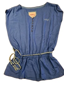 O'Neill Playsuit Beachwear Cover Up Tunic Ladies Size Small Blue Braided Belt - Picture 1 of 11