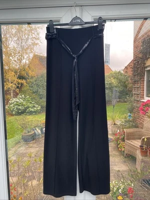 Joseph Ribkoff  Black Wide Leg Long Length Party Trousers Size 8 New With Tags - Image 1 of 4