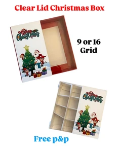 Empty Pick And Mix Sweet Box  Christmas Theme Boxes Clear Lid With Band - Picture 1 of 3