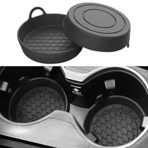 2x Car Cup Holder Insert Anti-Slip Coaster Silicone Mat Decor Accessories Black  - Picture 1 of 13