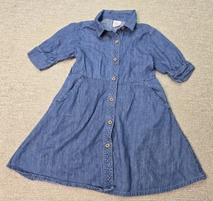 Wonder Nation Dress Girls XS 4/5 Blue Denim Chambray Button Up County Classic - Picture 1 of 17