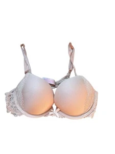 Victorias Secret Dream Angels Push Up Bra 32B Beige Underwire Cross-over Straps - Picture 1 of 4