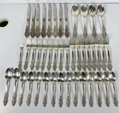 Винтажный посеребренный набор столовых приборов эпохи Возрождения 1847 Rogers Bros 45 предметов - Изображение 1 из 4