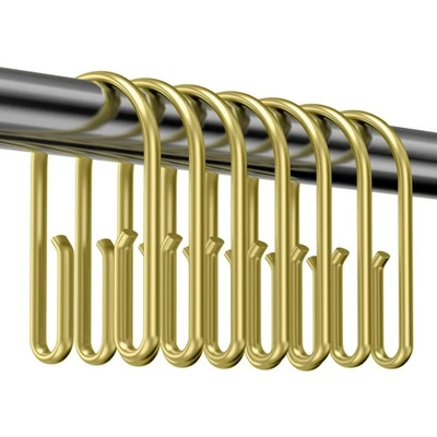 Anillos de ganchos para cortina de ducha dorados, a prueba de óxido, 12 piezas, deslizamiento suave Foto 1 de 4