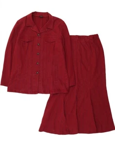 VINTAGE Womens 2 Piece Skirt Set UK 16 Large W34 Red Herringbone Lyocell CT10 - Picture 1 of 6