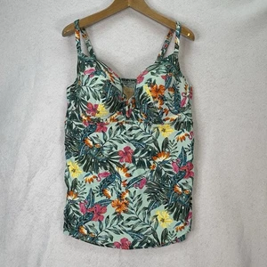 NWT Swim By Cacique Tankini Top Sz 44DDD Tropical Print Lightly Lined Balconette - Picture 1 of 8