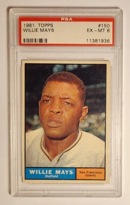 1961 Topps #150 Willie Mays HOF PSA 6 EX-MT, San Francisco Giants, Free Shipping - Image 1 of 2