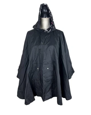Poncho de lluvia empacable Marimekko negro Kivet chaqueta cortavientos con capucha talla única Foto 1 de 4