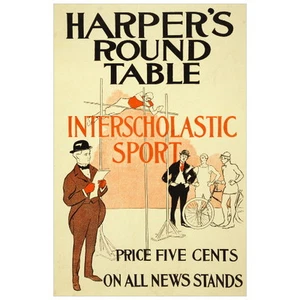 Mesa redonda de Harper 1907 IMÁN DE NEVERA Arte de la revista Harper's, Edward Penfield - Imagen 1 de 7