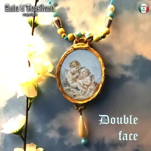 gioiello pendente amuleto ciondolo talismano angeli putti amorini antichi perla - Picture 1 of 24