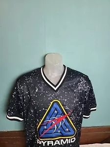 Black Pyramid AOP Jersey Shirt Men's Size Medium M Black Astronomy Stars Sewn - Picture 1 of 9