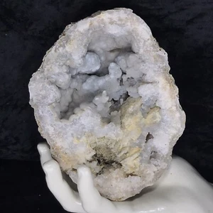5.5” Blue Grey Botryoidal Chalcedony Crystal Geode Quartz Calcite Mineral 2Lb - Picture 1 of 9