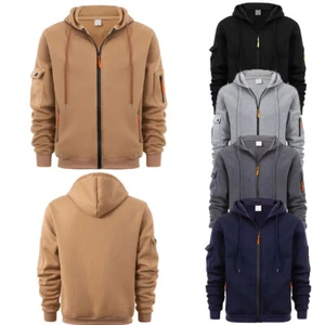 Felpa con cappuccio zip tinta unita cappotto giacca calda casual tinta unita sport moda - Foto 1 di 17