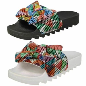 Venta Damas F1R0821 Deslizadores De Verano Con Lazo Multicolor De Spot On £5.99 - Imagen 1 de 9