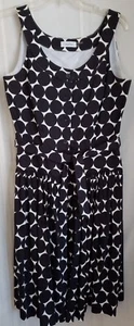 CALVIN KLEIN Dress WOMEN SIZE 10 Black/White Print / Top Lined Pleated Skirt EUC - Picture 1 of 10