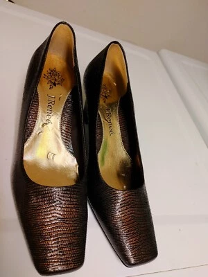 J. RENEE Mujer Talla 7.5M~ Mary Reptile Coñac con Tacón Bloque Distintivo.  Foto 1 de 4