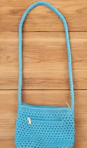 Womens Blue Crossbody Purse Crochet Design - Picture 1 of 7