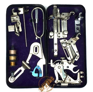 SINGER Black Godzilla Metal Attachments Box Crinkled Wrinkle Complete - Bild 1 von 14