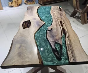 Custom Order Epoxy Resin Dining Table - Walnut Tree Epoxy Resin Table Home Decor - Picture 1 of 14