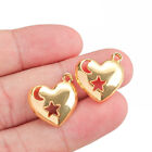 10Pcs Gold Tone Heart Carved Moon Star Charms Pendants Diy Jewellry Findings