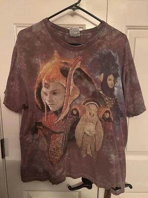 Liquid Blue Queen Amidala Star Wars Vintage L Large Padme Shirt 1999 Tie Dye  - Image 1 of 4