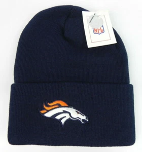 GORRA GORRO REEBOK DENVER BRONCOS NFL AZUL MARINO VINTAGE TEJIDO RETRO CON PUÑOS NUEVO! - Imagen 1 de 3