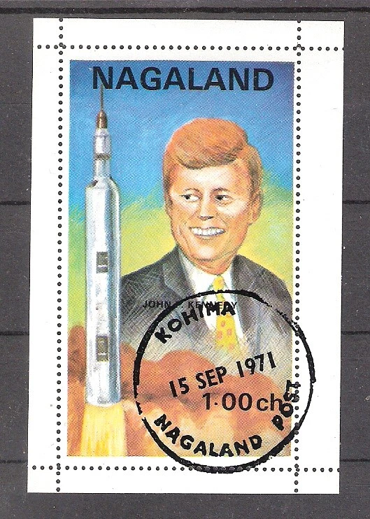 Nagaland 1971 John F Kennedy and Rocket First Day Issue Souvenir Sheet - Image 1 of 1