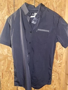 Rip Curl Mens Short Sleeve Button Up Collared Shirt Size S  Charcoal Cotton - Picture 1 of 3