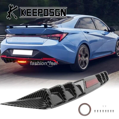 For Hyundai Elantra Rear Bumper Diffuser Splitter LED Brake Light Carbon Fiber Foto 1 de 4