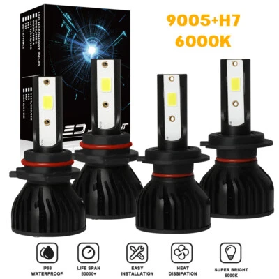 4X 9005+H7 6000K LED Faro Alto/Bajo Bombillas para Hyundai Elantra GT 2018-2019 Foto 1 de 4