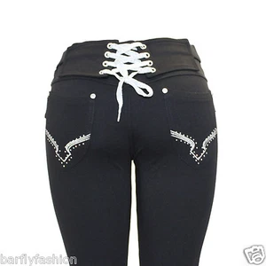 Nuevos jeggings vaqueros con hebilla bordada corona negra talla grande 8-26 - Imagen 1 de 113