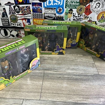 Juego de 4 Tortugas Ninja Adolescentes Mutantes Neca TMNT paquetes de 2 Foto 1 de 4