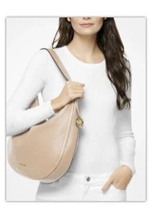 Michael Kors Lydia Large Leather Shoulder Hobo Handbag Tote - Picture 1 of 8