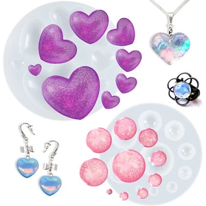 Hearts Dome Cabochon Gemstone Collection Pastry Silicone Moulds 2 in Set - Imagen 1 de 5