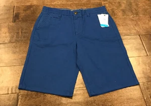 NWT Original PENGUIN Big Boys Twill Flat Front Cotton 9” Shorts Blue Youth 16 - Picture 1 of 3