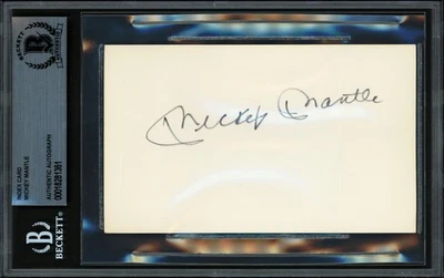 Mickey Mantle Autographed 3x5 Index Card New York Yankees Beckett BAS #18281361 - Image 1 of 2