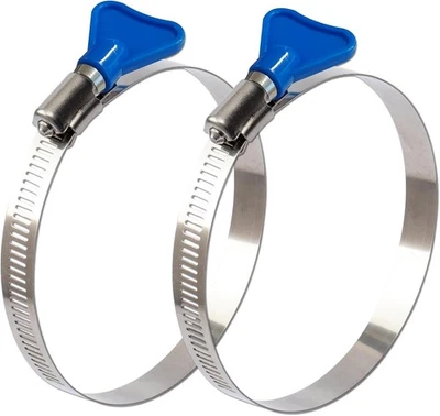 ISPINNER 2pcs 4 Inch Key-Type 304 Stainless Steel Worm Gear Hose Clamps, - Image 1 of 4