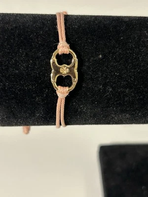 Pulsera ajustable Tory Burch Abrazo Ambición Rosa Claro Oro Rosa Dije Foto 1 de 4