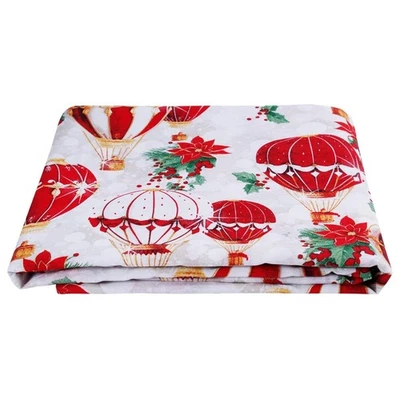 Weihnachtlich Gemusteter Baumwollstoff Meterware 280x280 Cm Rot Heißluftballon - Bild 1 von 4