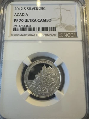 2012-S ATB Acadia Silver Quarter NGC PF70 Ultra Cameo - Image 1 of 2