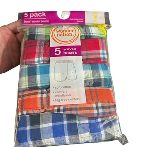 Boys 5 Pack Wonder Nation Woven Boxers Size Medium 8 Plaid - Picture 1 of 2