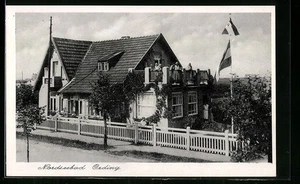 Ansichtskarte Ording, Pension mit Gästen in dem Nordseebad  - Picture 1 of 2