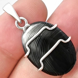 Crown Of Silver Psilomelane - Black Malachite 925 Silver Pendant Jewelry P-1638 - Picture 1 of 5