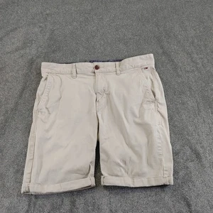 Tommy Jeans Shorts Womens W32 Beige Chino Cuffed Neutral Minimal - Picture 1 of 9