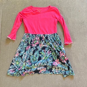 Lilly Pulitzer Kids Girls Pink Long Sleeve Floral Dress Size M - Picture 1 of 5