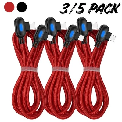 90 Degree Right Angle Dual USB-C Cable For iPhone 15 16 17 Type C Charger Cord - Image 1 of 4