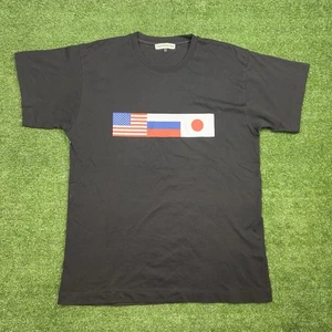 Gosha Rubchinskiy Men's Black T-Shirt Flag Print Designer Tee Size XL - Picture 1 of 4